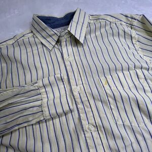 Nautica Shirt‎ Adult Medium Yellow Striped Button Up Long Sleeve Casual Mens